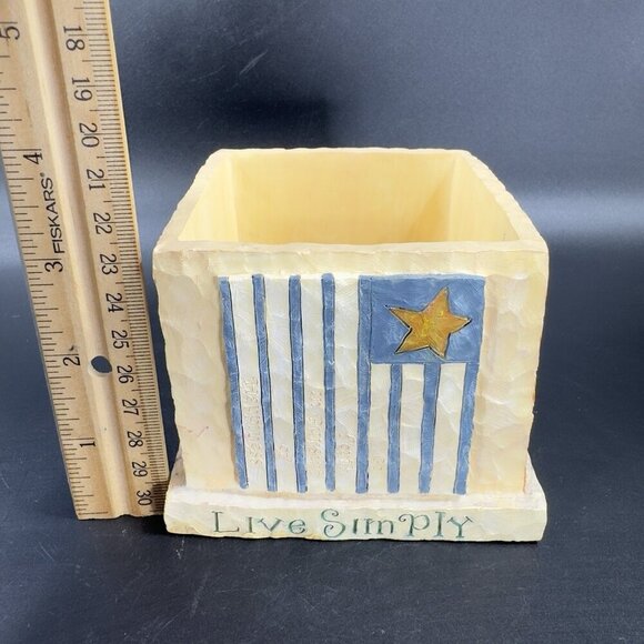 Lang Candles 1999 Square Votive Candle Holder Resin Live Well Cat Heart Raised - Picture 3 of 12